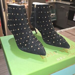 Kate Spade Black Studded Women's Ankle Boots, Size 7, Brand New, Defaced